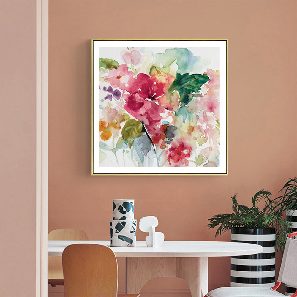 Wall Art 50cmx50cm Floral Brunch Gold Frame Canvas