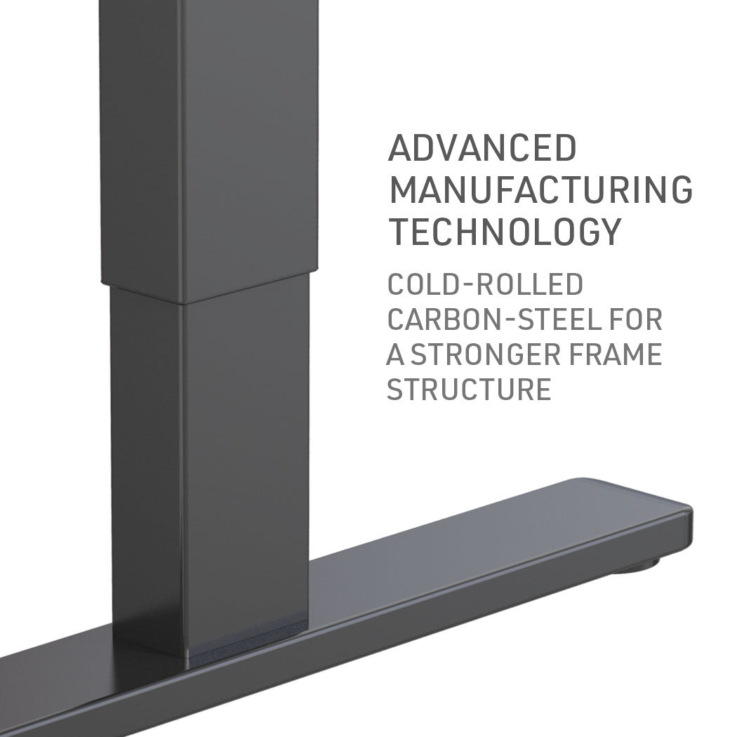 Fortia Sit To Stand Up Standing Desk, 140x60cm, 72-118cm Electric Height Adjustable, 70kg Load, Walnut Style/Black Frame