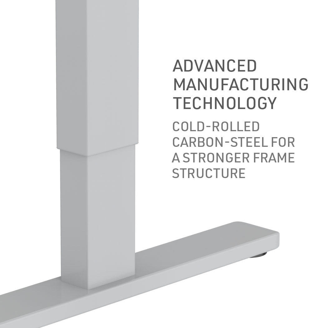 Fortia Sit To Stand Up Standing Desk, 120x60cm, 72-118cm Electric Height Adjustable, 70kg Load, White/Silver Frame