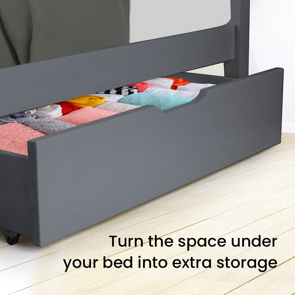 KINGSTON SLUMBER Trundle Under Bed Storage Drawers, 2 Pieces, Grey