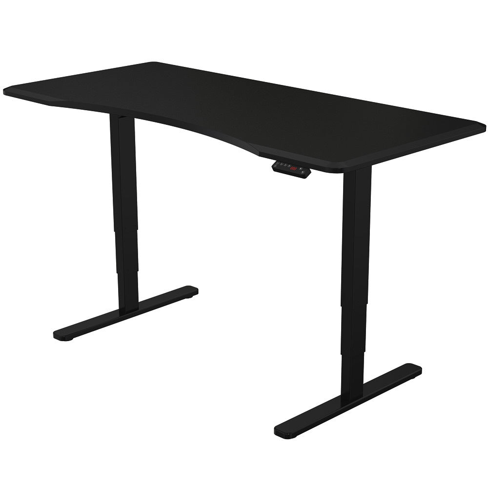 Fortia Sit To Stand Up Standing Desk, 150x70cm, 62-128cm Electric Height Adjustable, Dual Motor, 120kg Load, Arched, Black/Black Frame