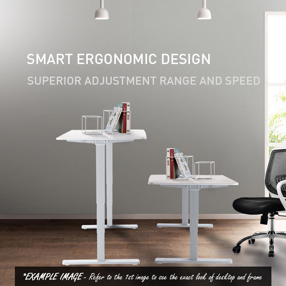 Fortia Sit To Stand Up Standing Desk, 160x75cm, 62-128cm Electric Height Adjustable, Dual Motor, 120kg Load, White/Silver Frame