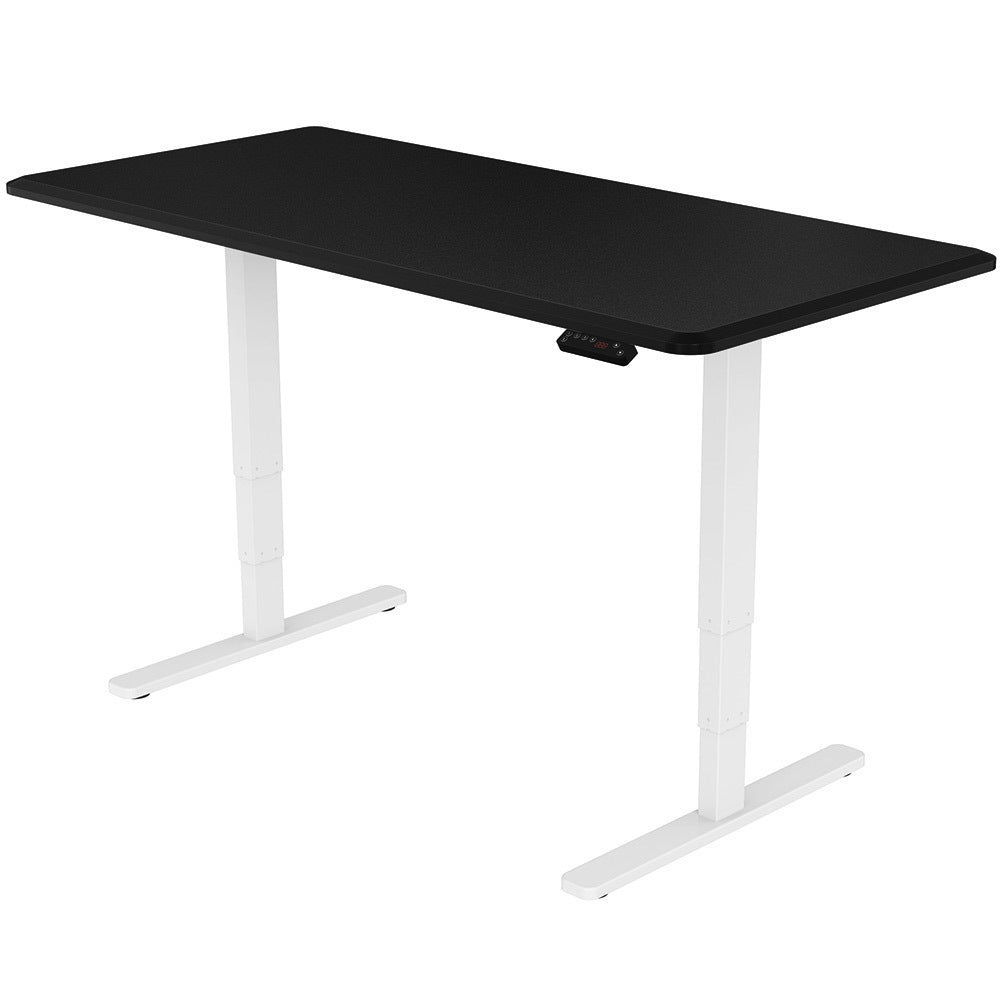 Fortia Sit To Stand Up Standing Desk, 150x70cm, 62-128cm Electric Height Adjustable, Dual Motor, 120kg Load, Black/White Frame