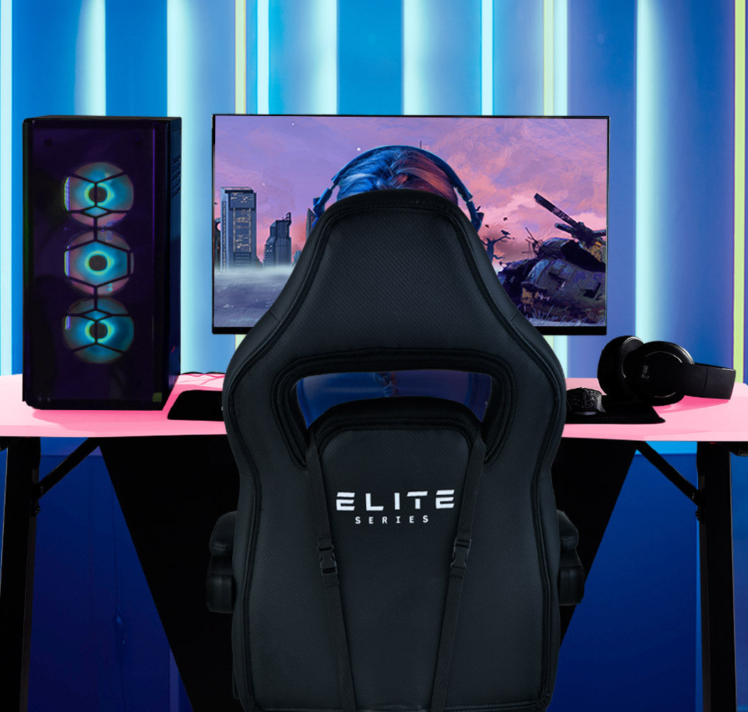 OVERDRIVE Gaming Chair Pink Racing Computer Office Ergonomic Reclining Footrest