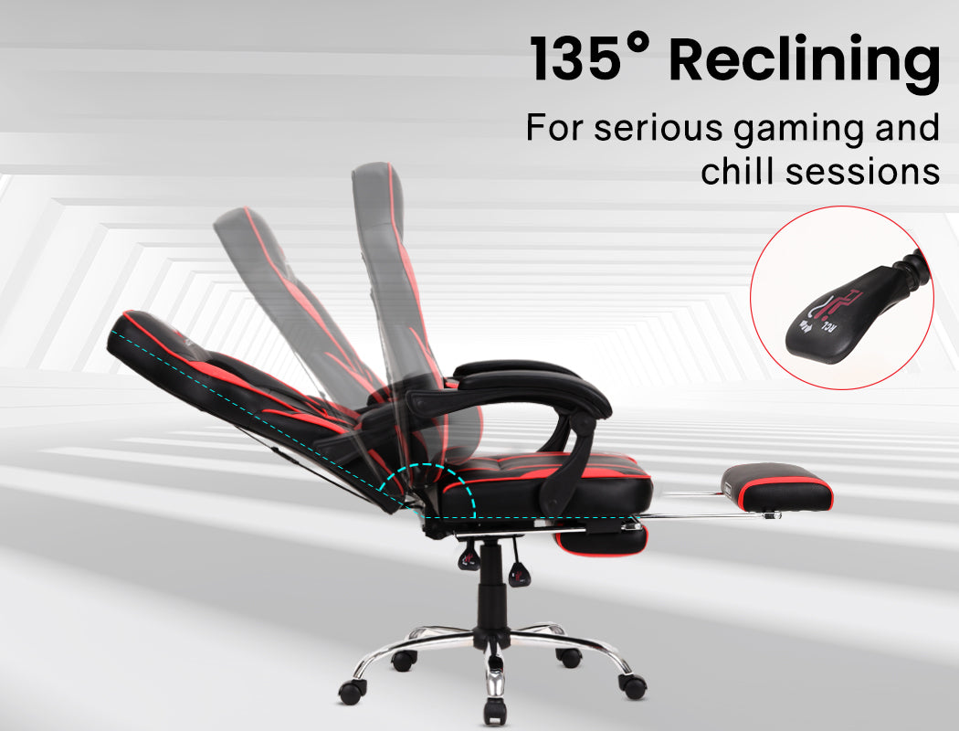 OVERDRIVE Gaming Chair Racing Computer PC Seat Office Reclining Footrest Red