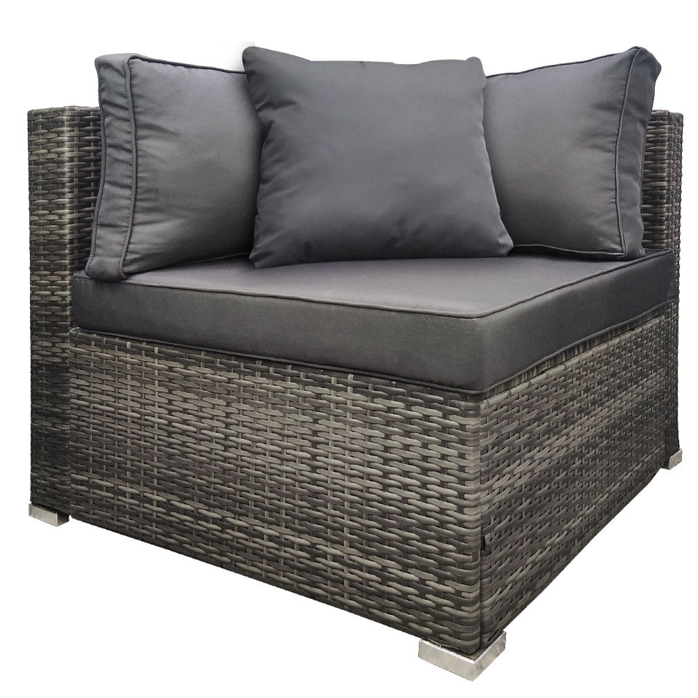 LONDON RATTAN 1 Seater Outdoor Corner Modular Lounge Chair, Grey