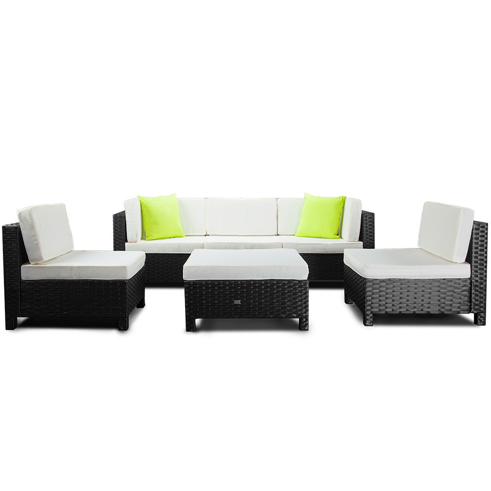 LONDON RATTAN 6pc Outdoor Furniture Setting Sofa Set Wicker Lounge Patio