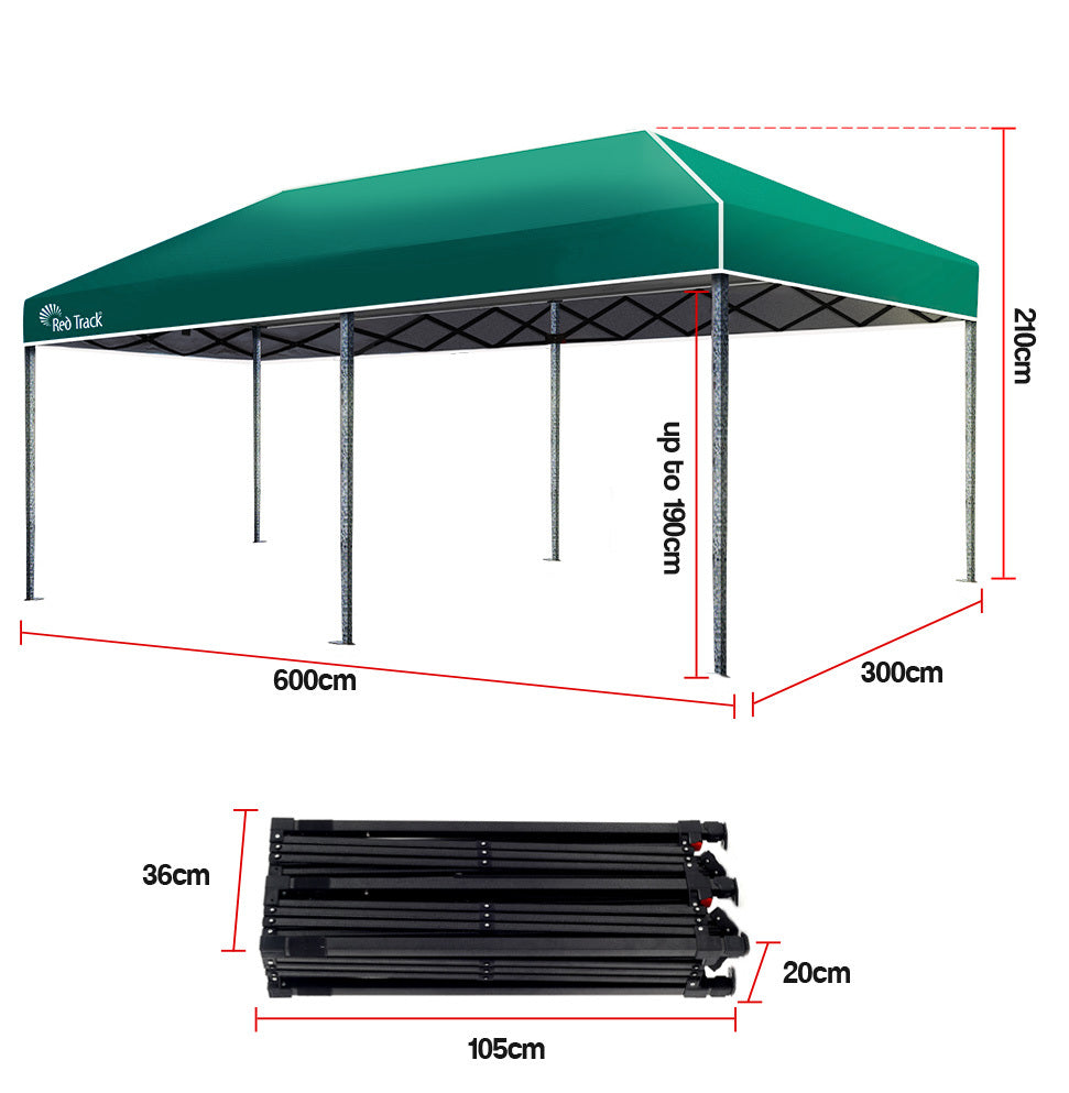 Red Track 3x6m Folding Gazebo Shade Outdoor Green Foldable Marquee Pop-Up