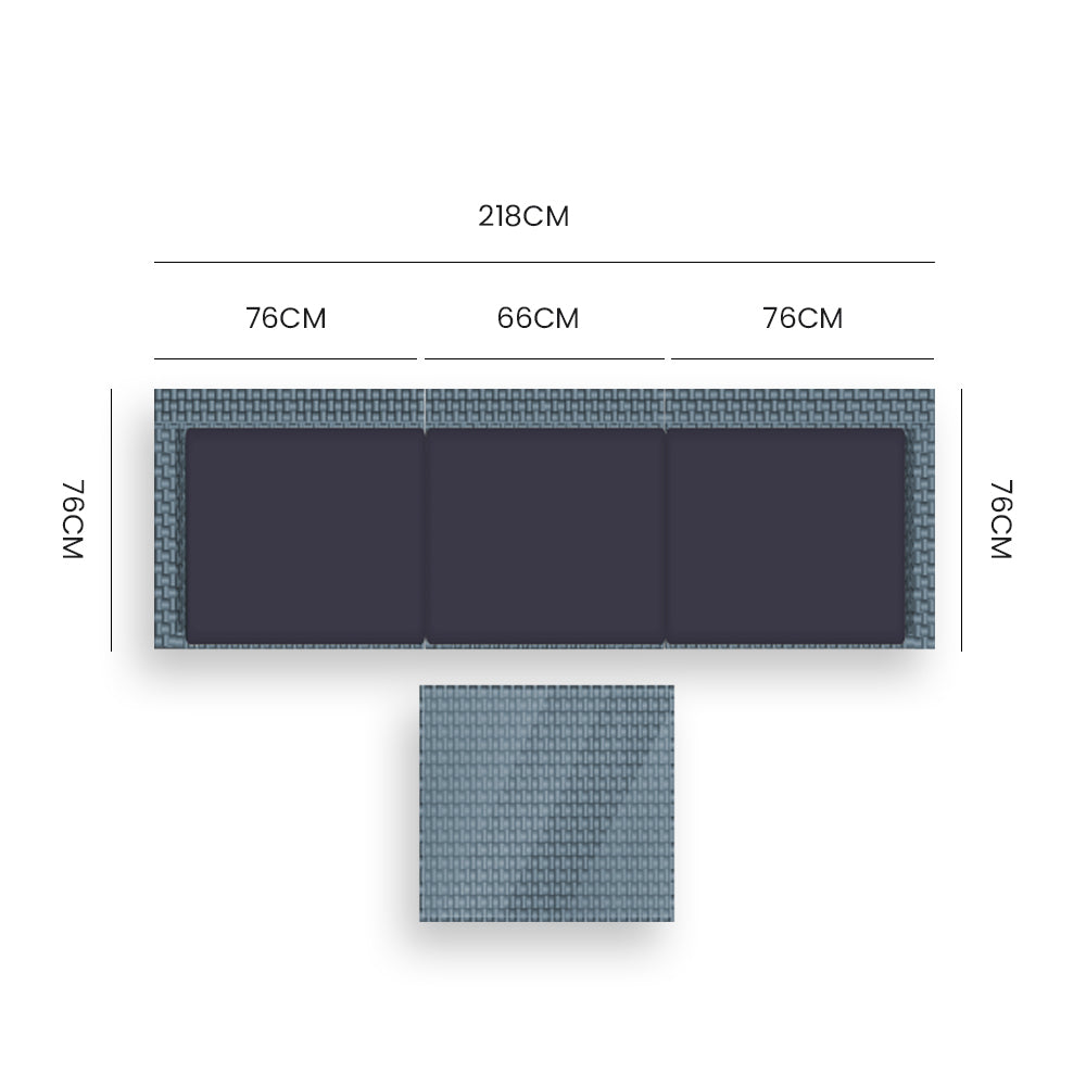 LONDON RATTAN 4 Piece 3 Seater Modular Outdoor Lounge Setting incl. Coffee Table, Grey