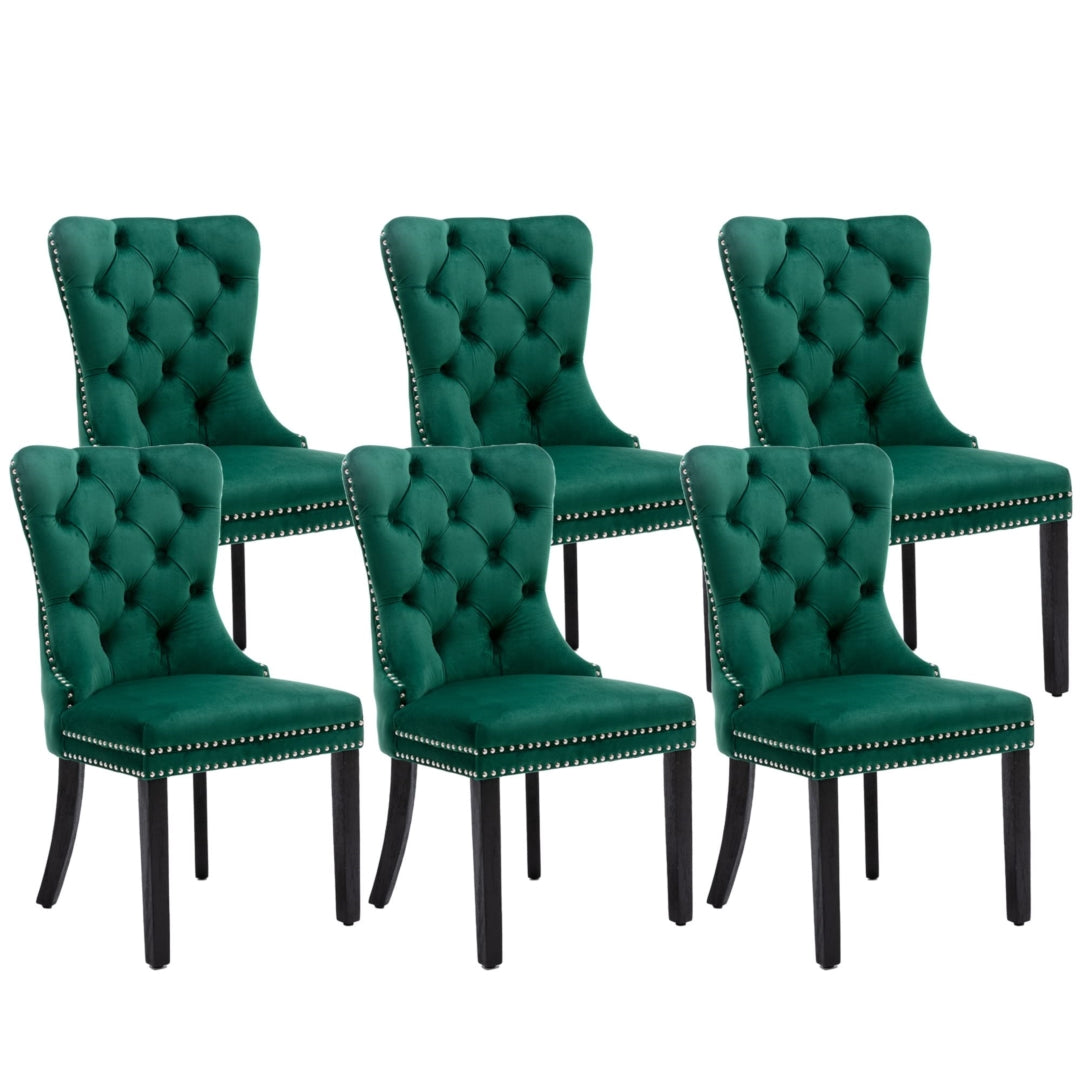 6x Velvet Dining Chairs- Green