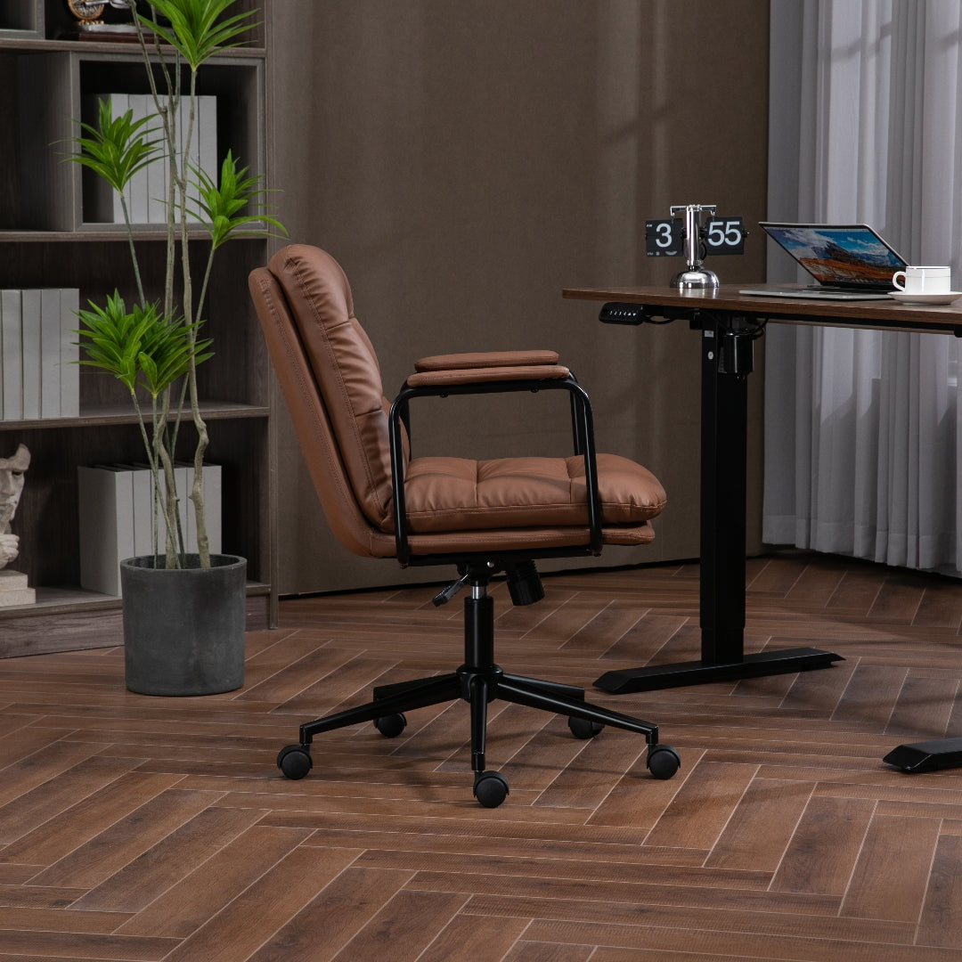 Faux Leather Office Chair -Brown