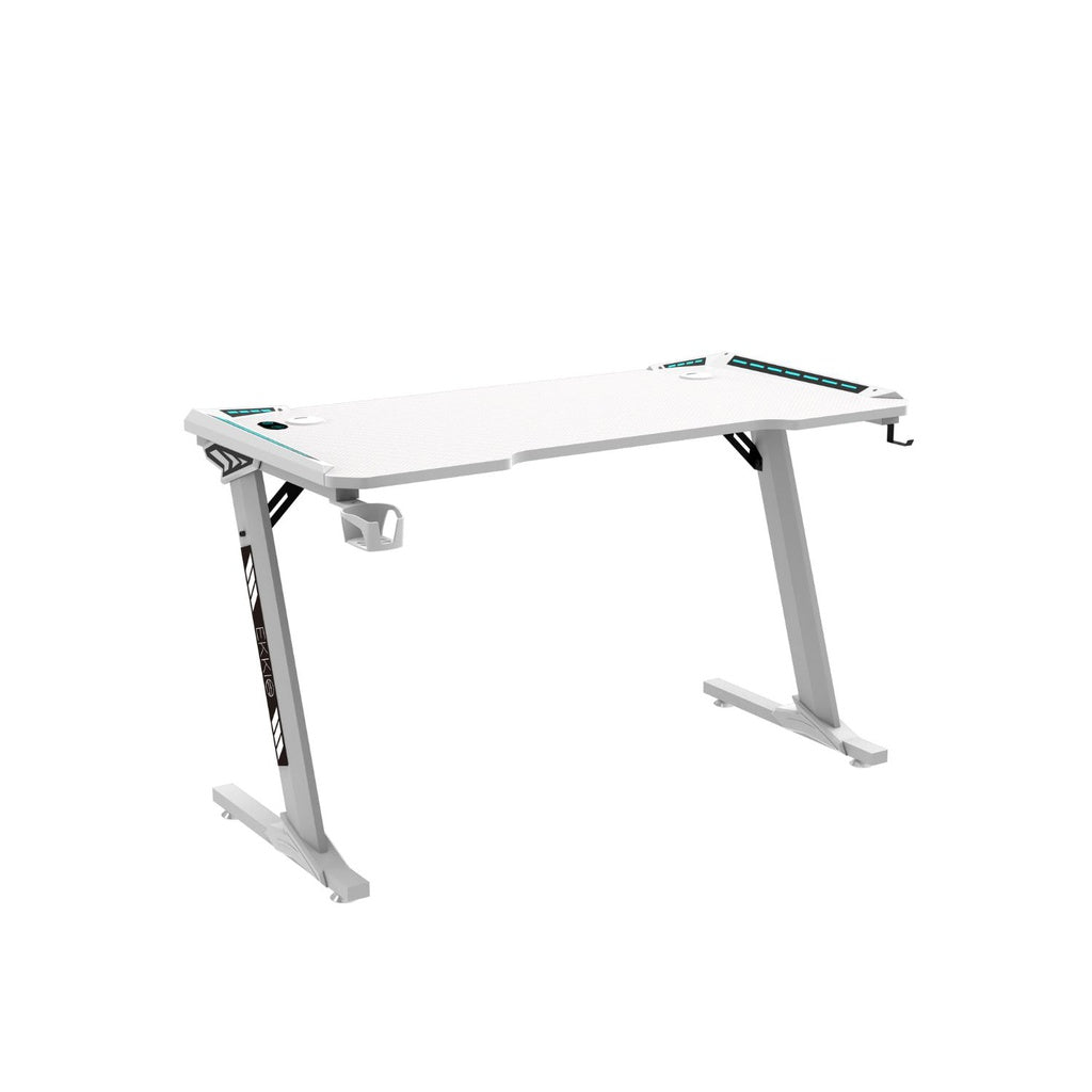 EKKIO RGB Gaming Desk Z Shape White 140cm EK-GD-109-AL