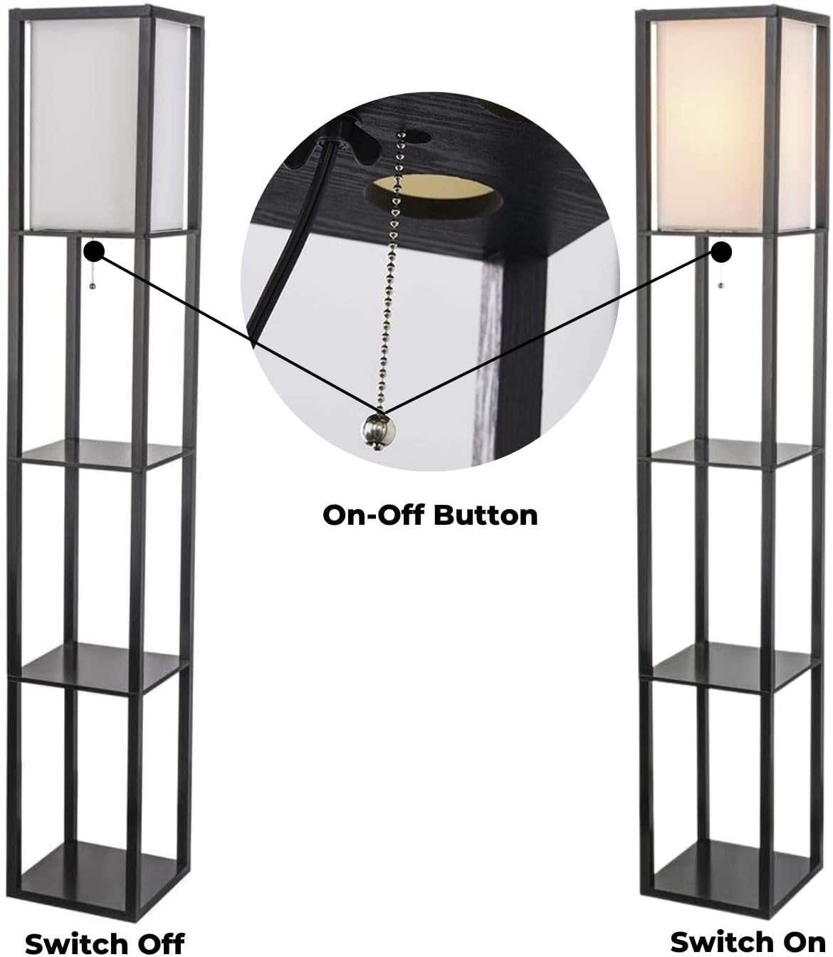 EKKIO Floor Vintage Lamp Shelf 160CM (Black) EK-FLS-100-MY