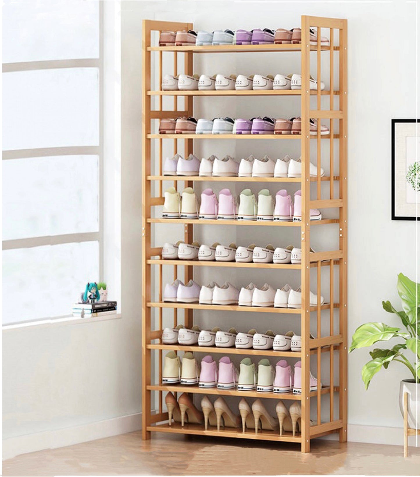 Ekkio 10-Tiers Bamboo Shoe Rack EK-BSR-100-XZ