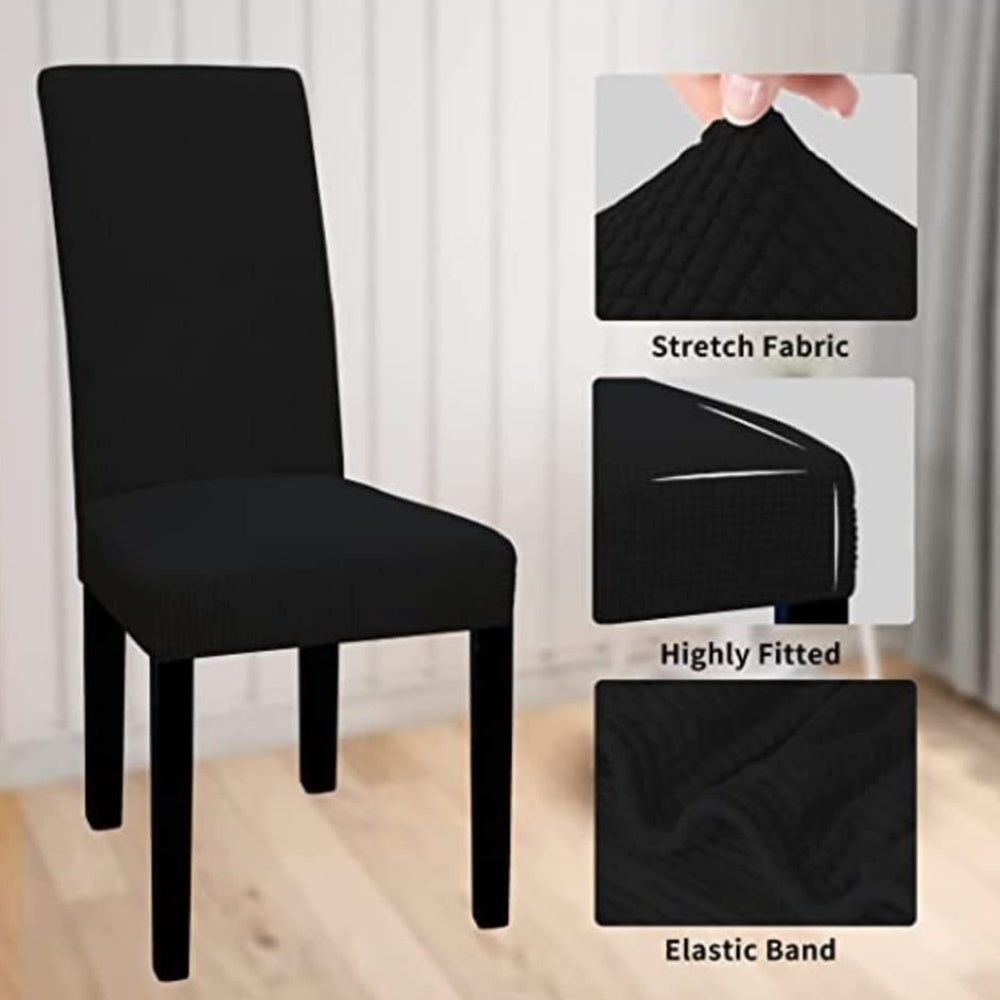 GOMINIMO 6pcs Dining Chair Slipcovers/ Protective Covers (Black) GO-DCS-102-RDT