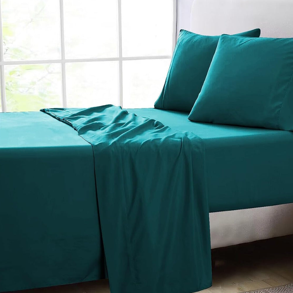 GOMINIMO 4 Pcs Bed Sheet Set 1000 Thread Count Ultra Soft Microfiber - Single (Teal) GO-BS-111-XS