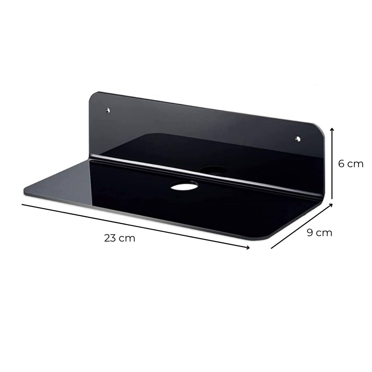 GOMINIMO Acrylic Floating Wall Shelf Set of 4 with Cable Clips (Black) GO-FWS-100-SYD