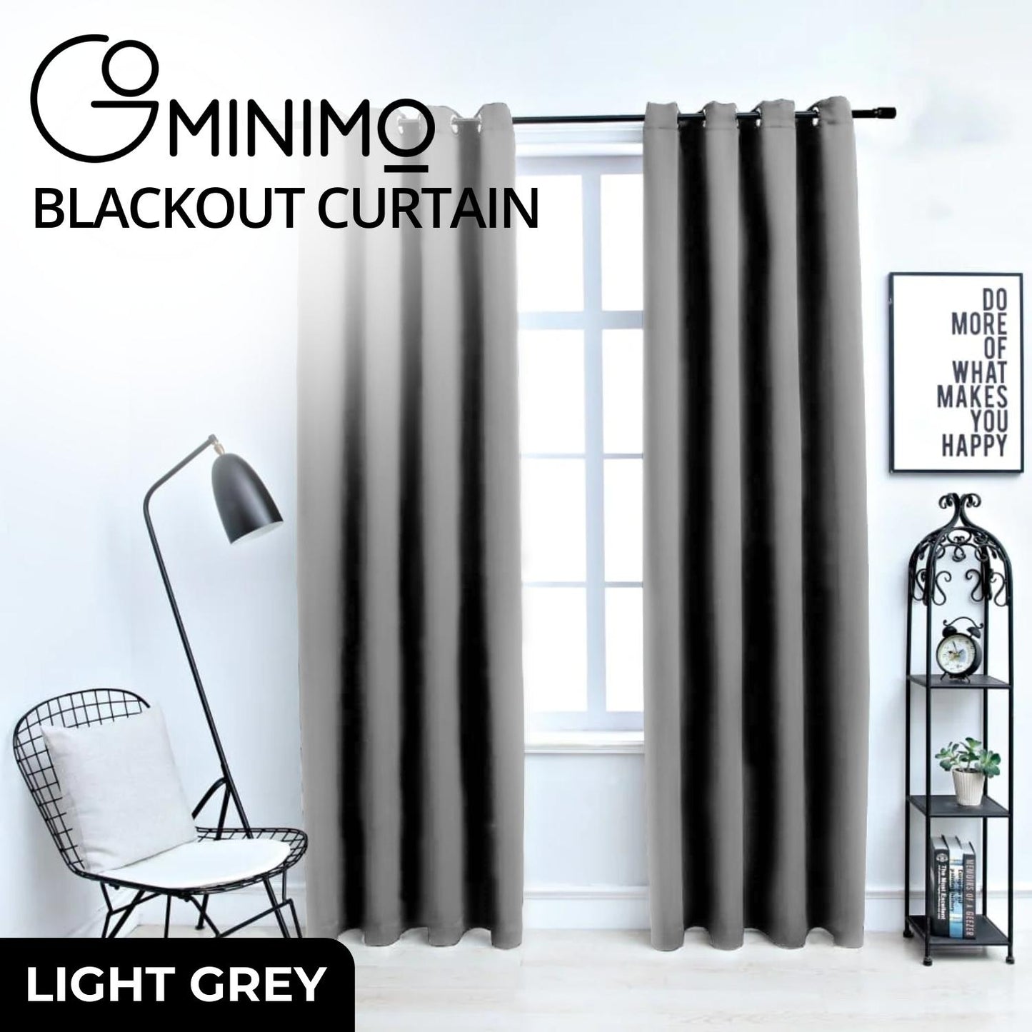 GOMINIMO Blackout Window Curtains for Thermal Insulated Room (Set of 2, W132cm x D243cm, Light Grey) GO-CNB-111-MM