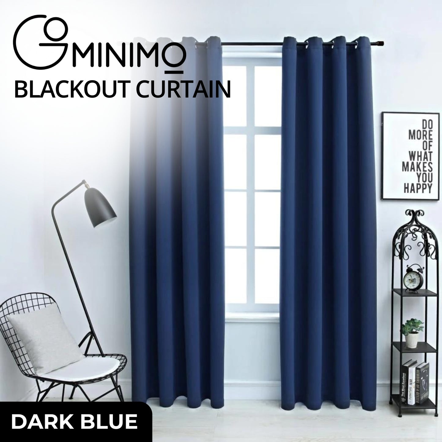 GOMINIMO Blackout Window Curtains for Thermal Insulated Room (Set of 2, W132cm x D213cm, Dark Blue) GO-CNB-105-MM