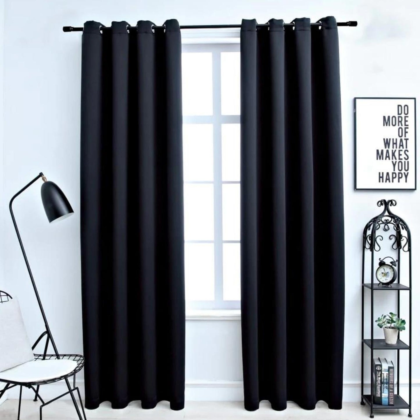 GOMINIMO Blackout Window Curtains for Thermal Insulated Room (Set of 2, W132cm x D160cm, Black) GO-CNB-103-MM