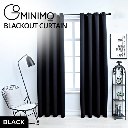 GOMINIMO Blackout Window Curtains for Thermal Insulated Room (Set of 2, W132cm x D243cm, Black) GO-CNB-113-MM