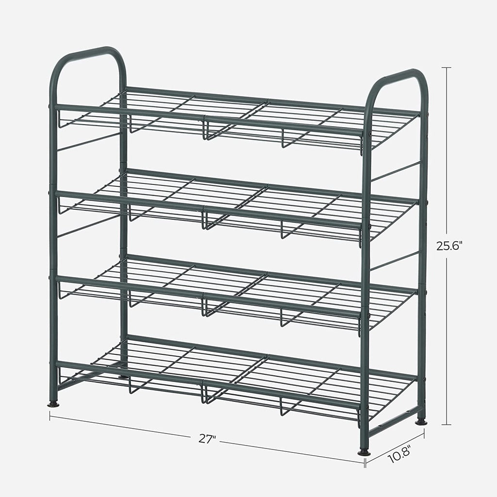 SONGMICS 4-Tier Shoe Rack Storage 16 Pairs Organizer Gray LMR067G01