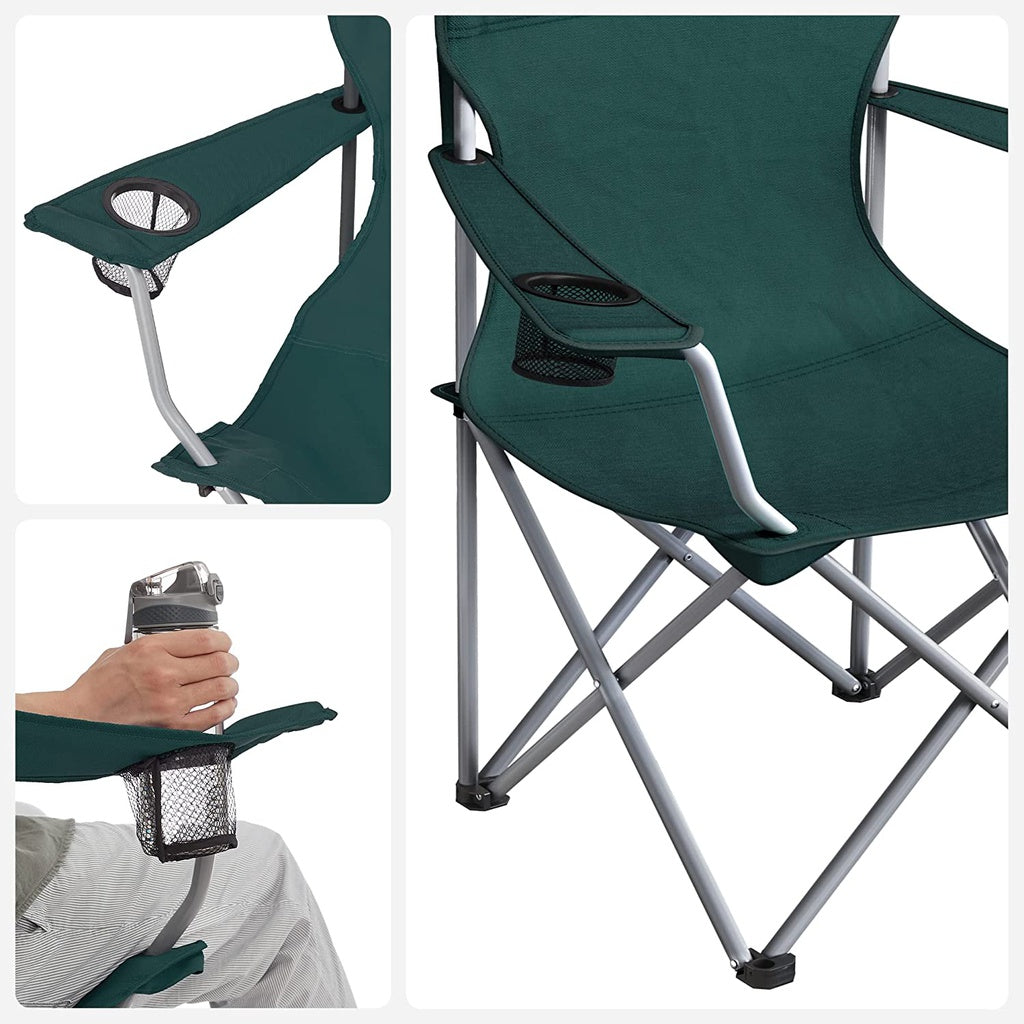 SONGMICS Set of 2 Folding Camping Outdoor Chairs Dark Green