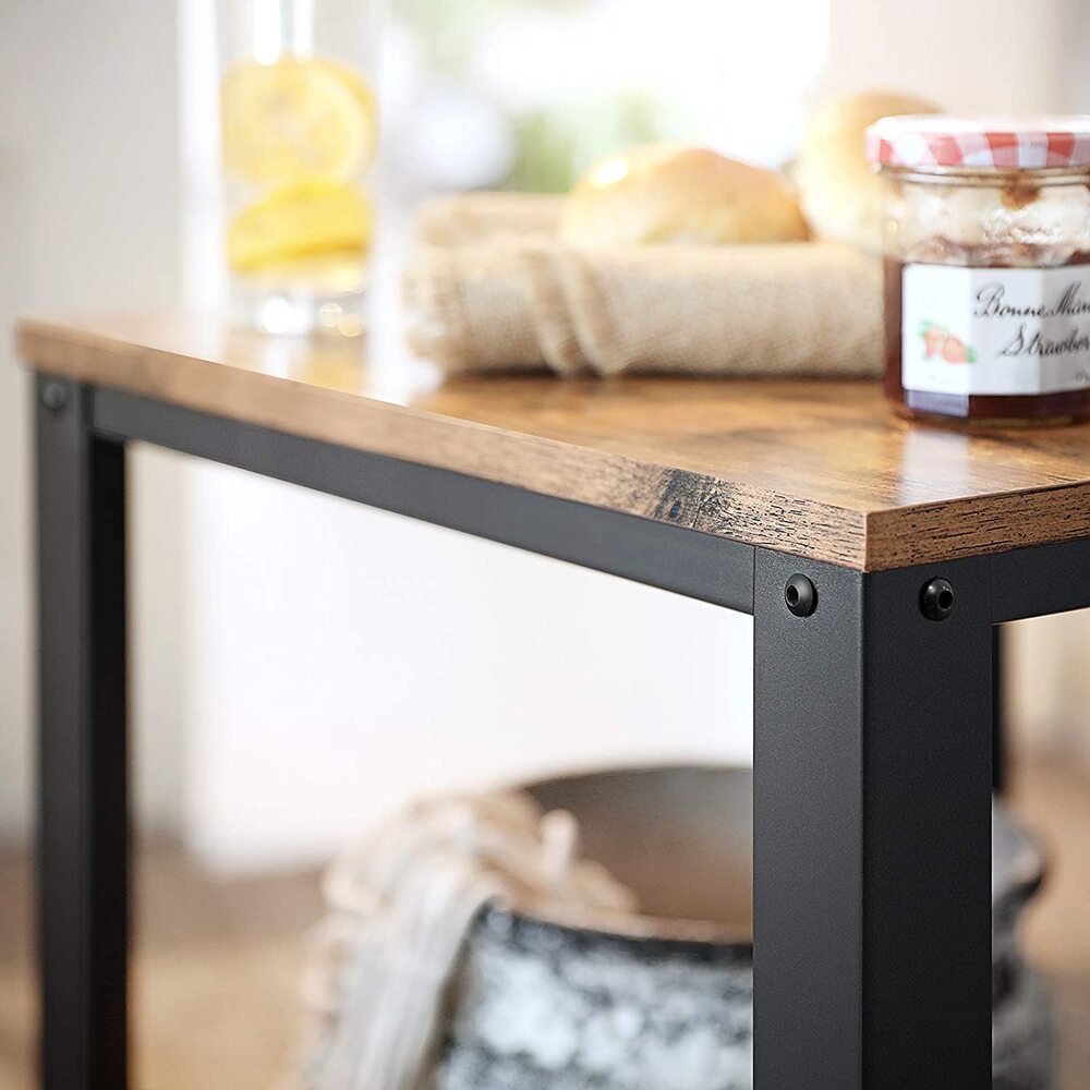 VASAGLE Coffee Table with Mesh Shelf Rustic Brown and Black LET41X