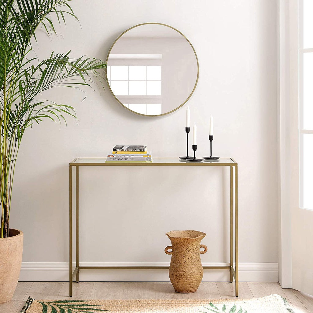 VASAGLE Console Table with Tempered Glass Golden LGT26G