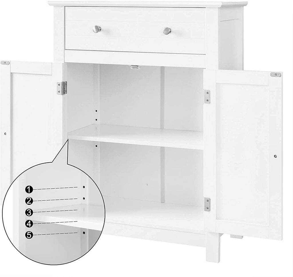 VASAGLE Floor Cabinet with Drawer and 2 Doors White BBC61WT