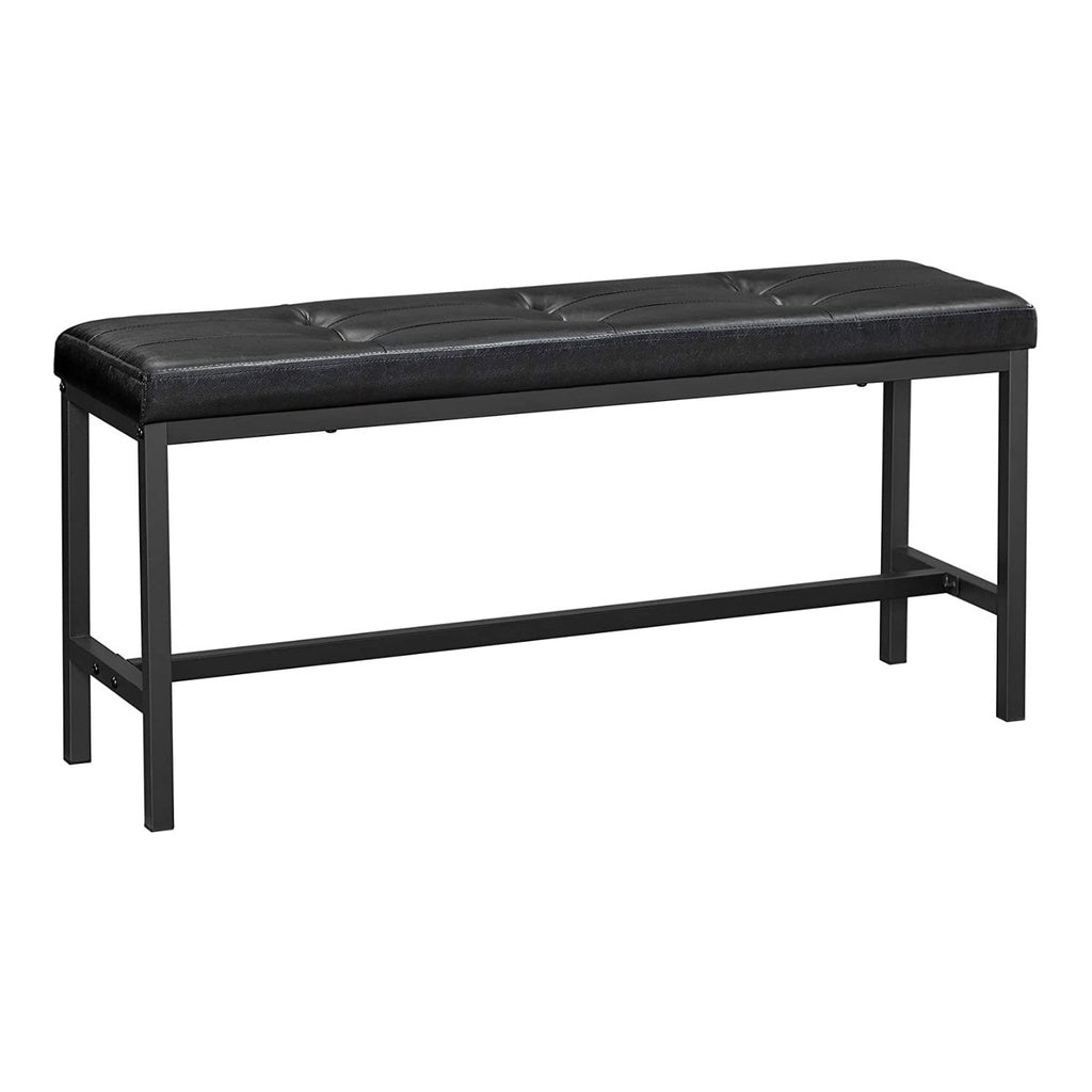 VASAGLE Dining Table Bench with PU Leather Padded Seat Steel Frame Black