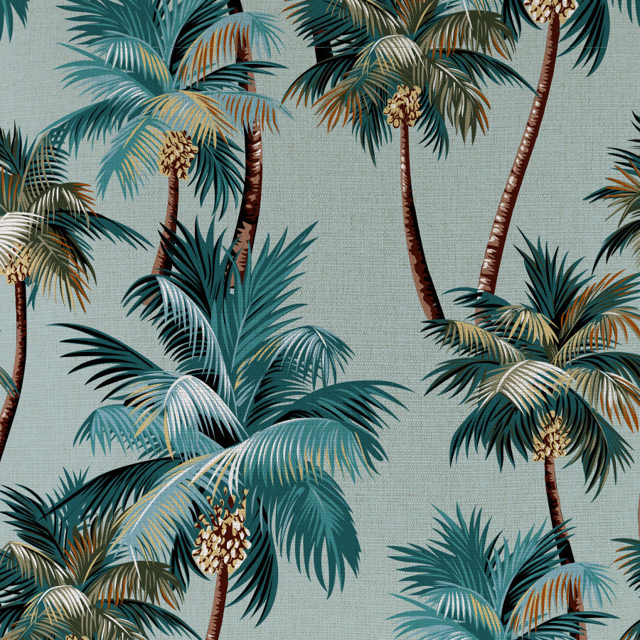 Cushion Cover-Coastal Fringe Natural-Palm Trees Seafoam-35cm x 50cm