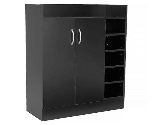 Sarantino New 21 Pairs Shoe Cabinet Rack Storage Organiser Shelf 2 Doors Cupboard Black