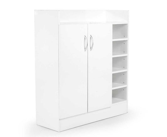 Sarantino New 21 Pairs Shoe Cabinet Rack Storage Organiser Shelf 2 Doors Cupboard White