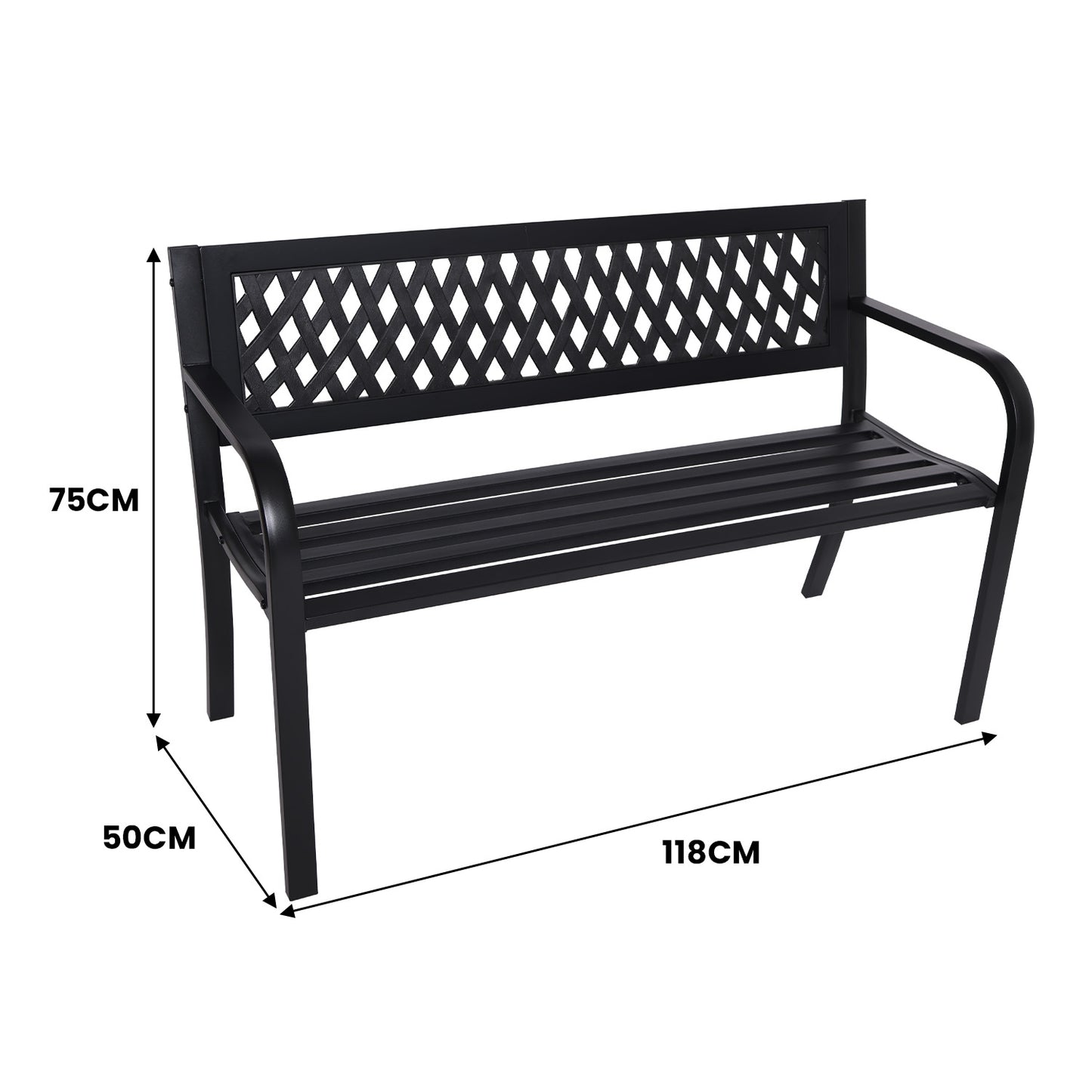 Wallaroo Steel Outdoor Garden Bench - Lattice