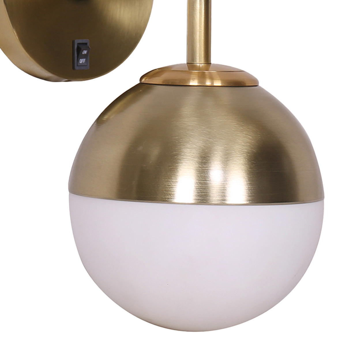 Sarantino Wall Lamp with Gold Metal Base and White Glass Shade