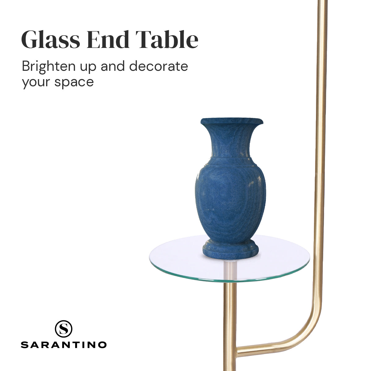 Sarantino Glass End Brass Finish Table Top Floor Lamp