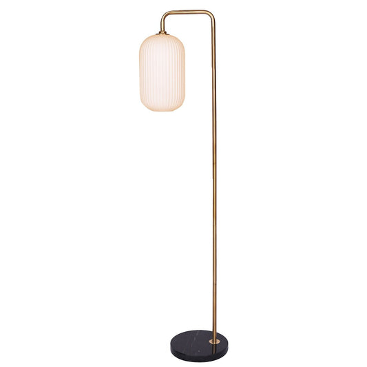 Sarantino Metal Floor Lamp With Opal Glass Shade