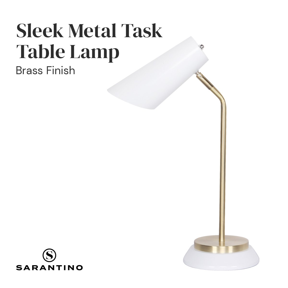 Sarantino Electric Reading Light Table Lamp Brass Finish - White