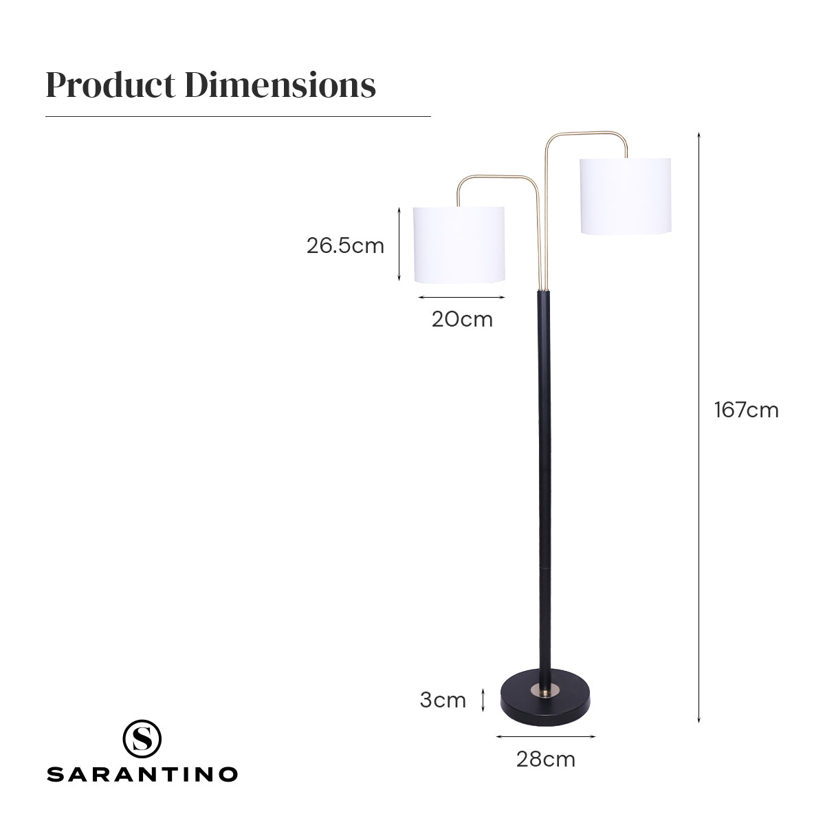 Sarantino Black/Brass Finish Reading Light  Electric Table Lamp