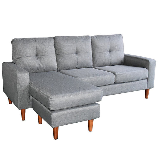 Sarantino Linen Corner Sofa Lounge Couch Modular Furniture L Chair Home Chaise Grey