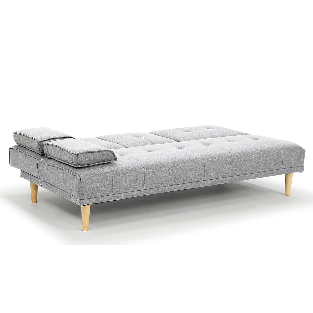 Sarantino Rochester Linen Fabric Sofa Bed Lounge Couch Futon Furniture Suite - Light Grey