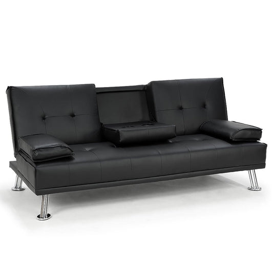 Sarantino Rochester Faux Leather Sofa Bed Lounge Couch Futon Furniture Suite - Black