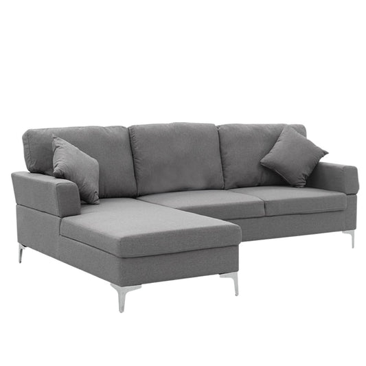 Sarantino Linen Corner Sofa Couch Lounge L-shape W/right Chaise Seat Dark Grey