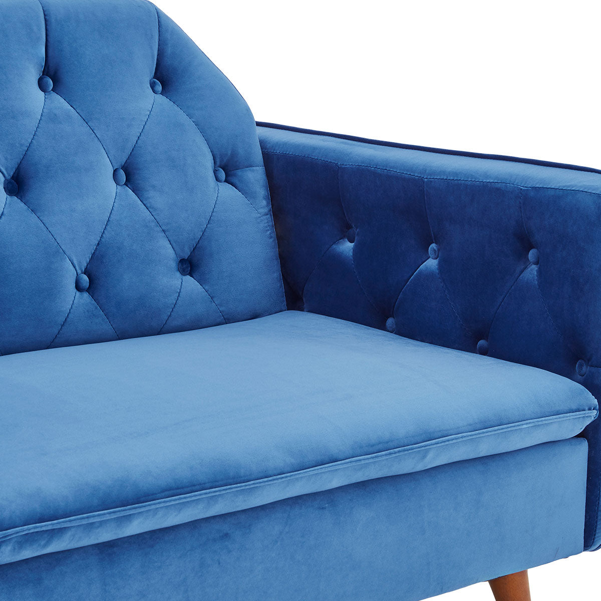 Sarantino Faux Velvet Sofa Bed Couch Furniture Lounge Suite Futon Blue