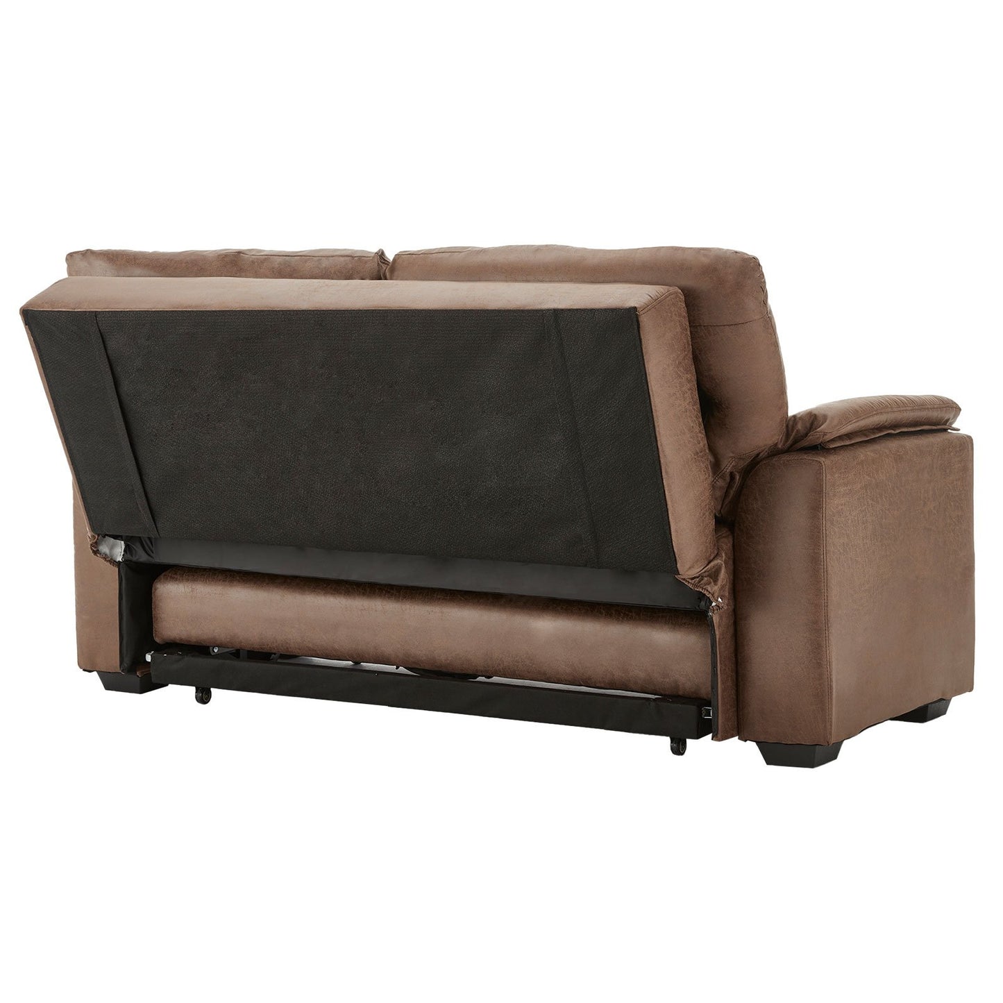 Sarantino Distressed Fabric Sofa Bed Couch Lounge - Brown