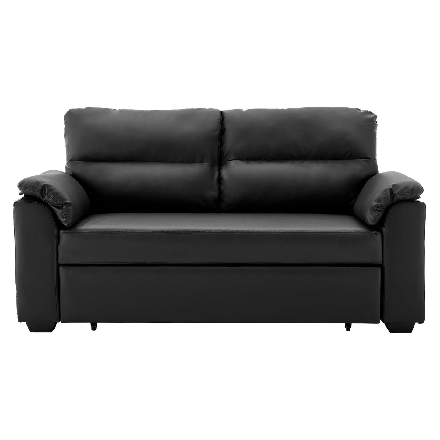 Sarantino Faux Leather Sofa Bed Couch Lounge - Black