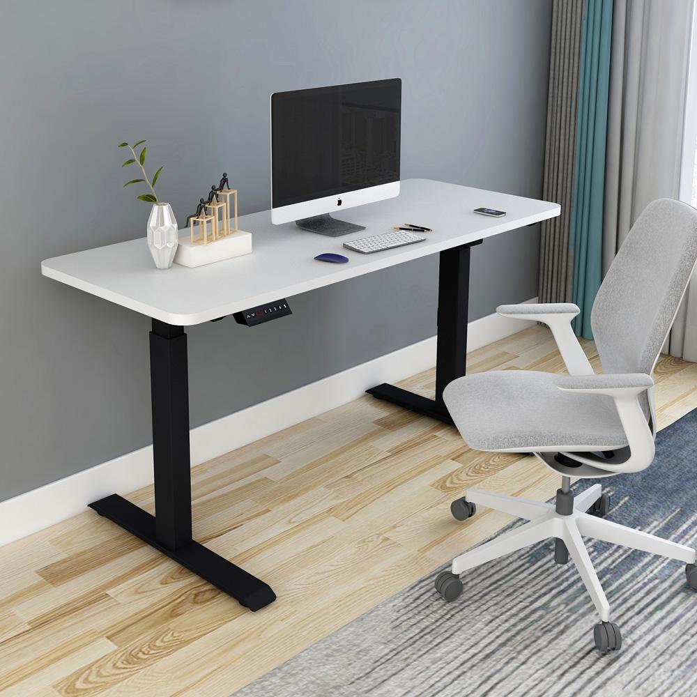 120cm Standing Desk Height Adjustable Sit Black Stand Motorised Dual Motors Frame White Top