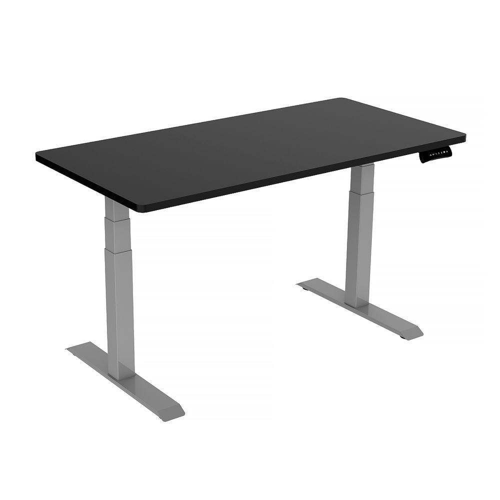 120cm Standing Desk Height Adjustable Sit Grey Stand Motorised Dual Motors Frame Black Top