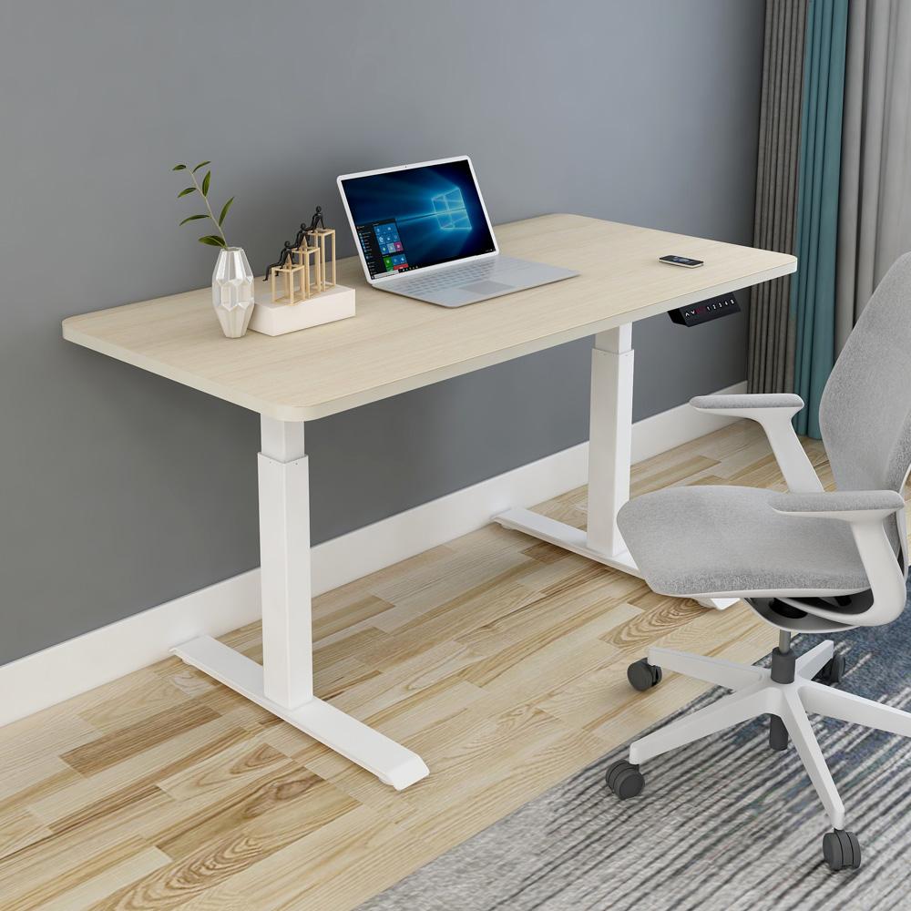 120cm Standing Desk Height Adjustable Sit White Stand Motorised Dual Motors Frame White  Top